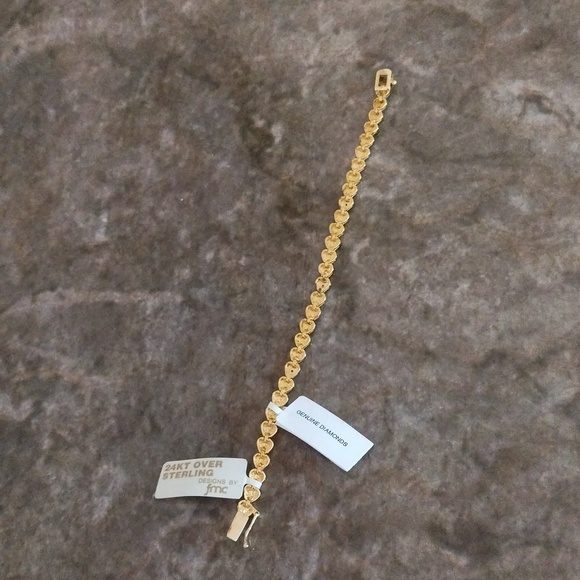 Brand new Heat Bracelet 24KT Over sterling with Genuine Diamond ... - Picture 3 of 9